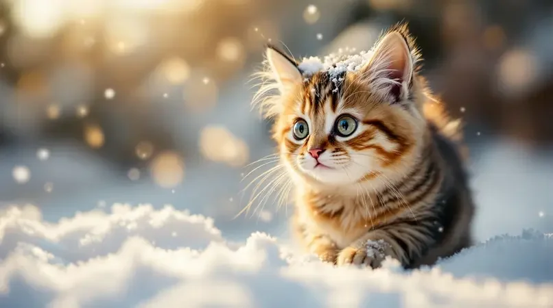 猫咪第一次见到雪，反应太真实了